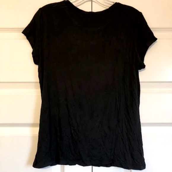 NWT CATHERINE MALANDRINO Black Graphic Pink Floral T-Shirt Short Sleeve M - Picture 3 of 4